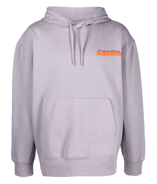 Calvin Klein Bluza z Kapturem - Fioletowa - Nierozpinana - Kieszenie z Przodu -  Rozmiar L - Unisex - K10K109198PDD 