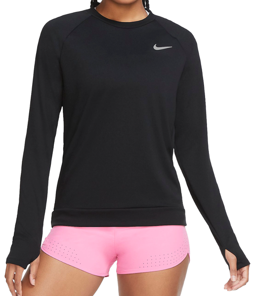 Nike Bluza Koszulka Damska do Biegania - Czarna bez Kaptura - Rozmiar L - Pacer Dri-FIT - CU3270-010