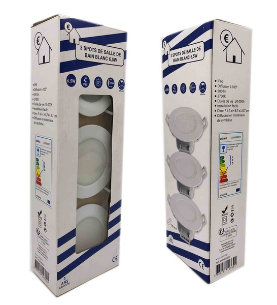 Zestaw 3 Reflektorów LED IP65 6,5W 500lm 2700K