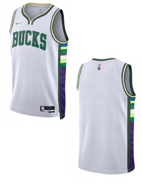 Biała Koszulka NBA Bucks City Edition S Personalizowana