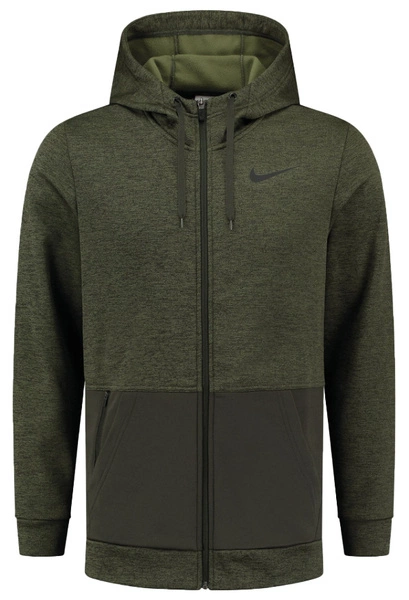 Nike Bluza Męska - Z Kapturem - Rozpinana - Treningowa - Zielona - Rozmiar M - Therma Dri-FIT - CU6231-356