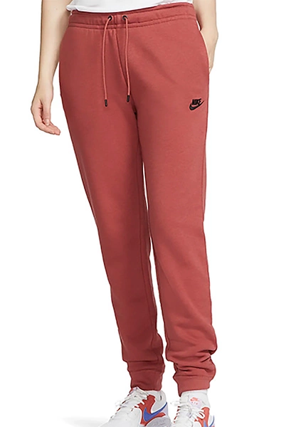 Brązowe Spodnie Nike DX2320-691 S Damskie Fleece Mid Rise