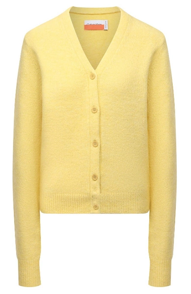 Calvin Klein Sweter Damski - Żółty - Rozpinany Guziki - Rozmiar M - K20K203719ZAY