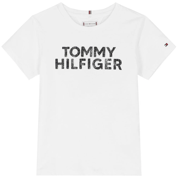 Tommy Hilfiger Bluzka Dziecięca Biała z Napisem KG0KG06304 80 cm