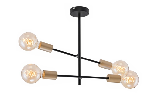 Lampa Sufitowa Briloner Nature 4xE27 Czarne Złoto