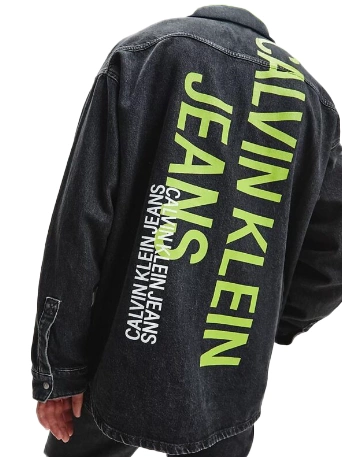 Czarna Kurtka Męska Jeansowa Calvin Klein Oversize J30J319044 S