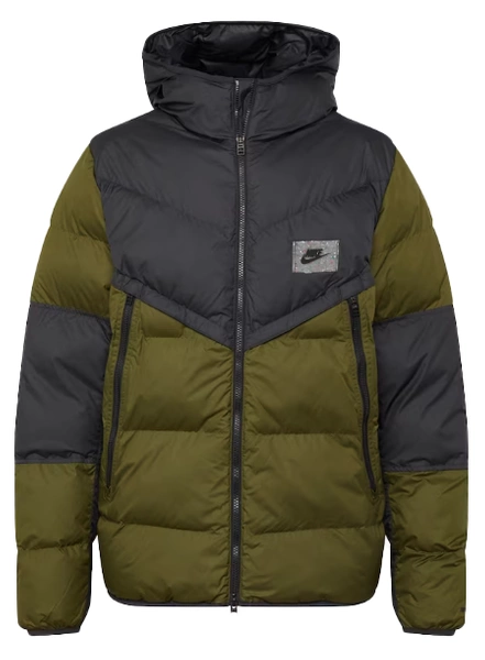 Męska zielona kurtka Nike Logo z kapturem DX2040-011 S