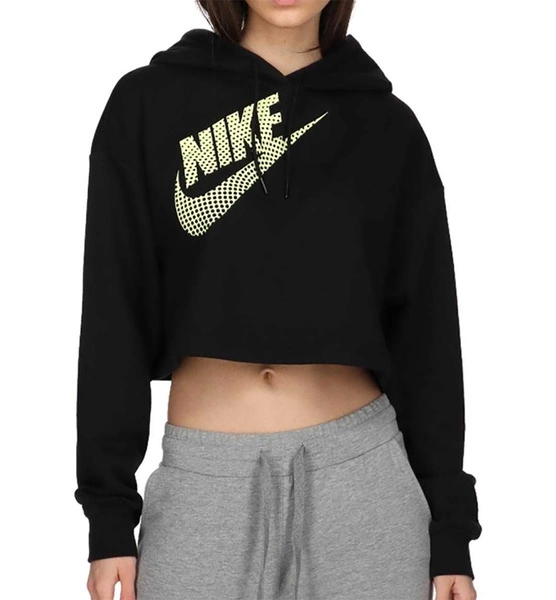 Bluza Damska Nike z Kapturem - Krótka - Czarna - Rozmiar S - DZ4604-010