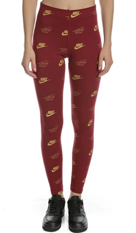 Czerwone Legginsy Nike CJ4061-677 L Damskie Złote Logo