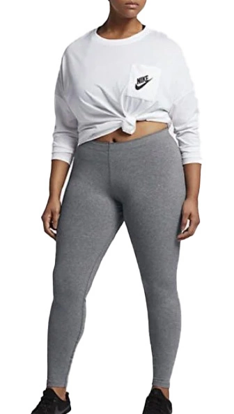 Nike Legginsy Damskie Szare z Nadrukiem - Sportswear - BV2109-091 - Size Plus - Rozmiar 3X (58-60)