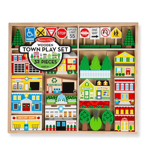 Melissa & Doug Drewniany Zestaw Miasto 32 Elementy