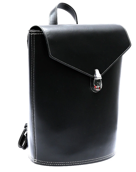 Czarna Torba Plecak Calvin Klein Skóra Przeszycia