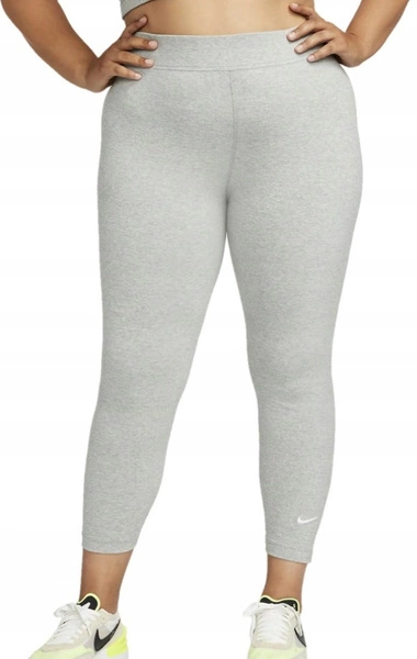 Nike Legginsy Damskie - Szare - NSW Essential 7/8 - DM9284-063 - Plus Size - Rozmiar 2X (54-56)