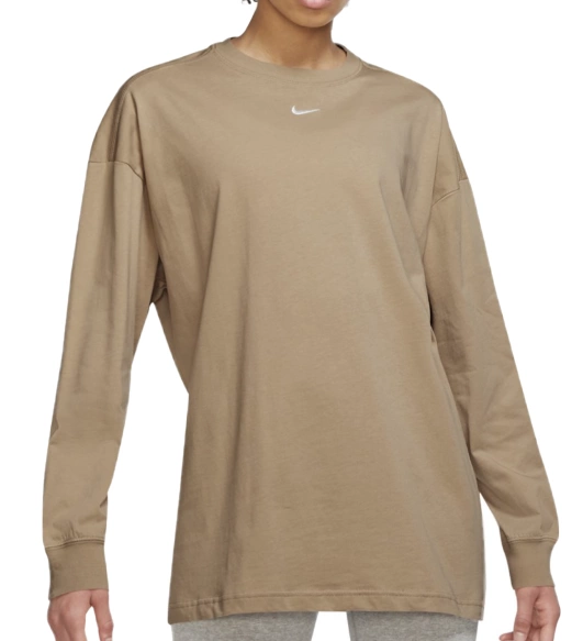 Nike Bluzka Damska Beżowa - Rozmiar XS -  Z Długim Rękawem - Oversized - Essential - DM6232-200