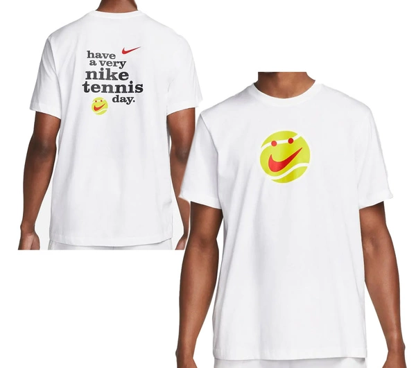 Biała Męska Koszulka Nike Tee Court Tenisowa M DR7725-100