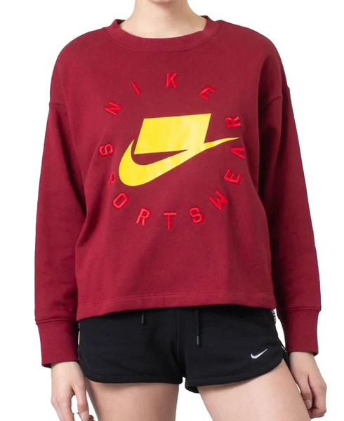 Czerwona Bluza Damska Nike French Terry Crop S AR3052-677
