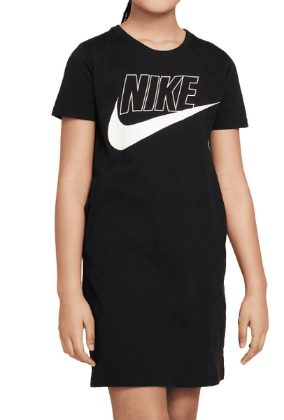 Czarna Sukienka T-shirtowa Dziewczęca Nike CU8375010 146 cm