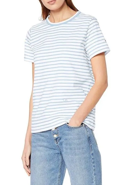 Koszulka Damska Tommy Hilfiger Biała w Paski S WW0WW25270533